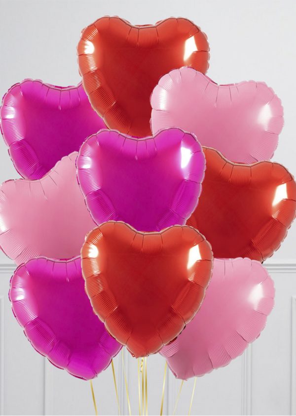 Bouquet globos Corazones rojos